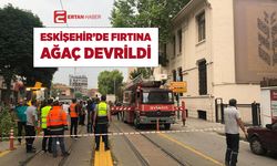 Eskişehir'de Fırtına: Vilayet'in önünde ağaç devrildi, tramvay seferleri durdu