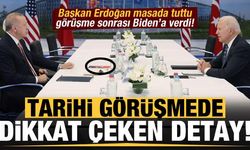 Son dakika: Tarihi görüşmede masadaki dikkat çeken detay! Erdoğan, Biden'a verdi...